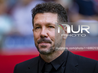 Diego Pablo Simeone, head coach of Atletico de Madrid, enters the field during the La Liga EA Sports 2024/25 football match between Atletico...