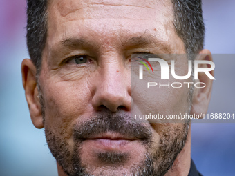 Diego Pablo Simeone, head coach of Atletico de Madrid, enters the field during the La Liga EA Sports 2024/25 football match between Atletico...