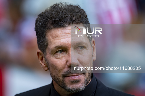 Diego Pablo Simeone, head coach of Atletico de Madrid, enters the field during the La Liga EA Sports 2024/25 football match between Atletico...