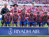 Players of Atletico de Madrid pose for the official photo during the La Liga EA Sports 2024/25 football match between Atletico de Madrid and...