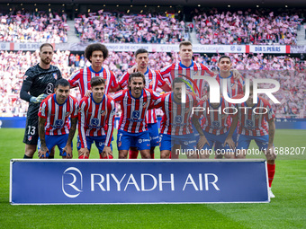 Players of Atletico de Madrid pose for the official photo during the La Liga EA Sports 2024/25 football match between Atletico de Madrid and...