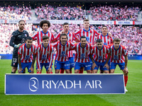 Players of Atletico de Madrid pose for the official photo during the La Liga EA Sports 2024/25 football match between Atletico de Madrid and...