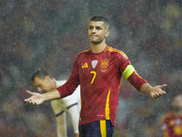 Alvaro Morata centre-forward of Spain and AC Milan reacts during the UEFA Nations League 2024/25 League A Group A4 match between Spain and S...