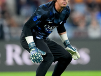 Yann Sommer of FC Internazionale looks on during the Serie A Enilive match between AS Roma and FC Internazionale at Stadio Olimpico on Octob...