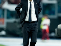 Simone Inzaghi head coach of FC Internazionale looks on during the Serie A Enilive match between AS Roma and FC Internazionale at Stadio Oli...