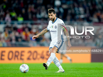 Francesco Acerbi of FC Internazionale during the Serie A Enilive match between AS Roma and FC Internazionale at Stadio Olimpico on October 2...