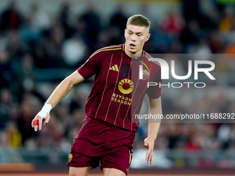 Artem Dovbyk of AS Roma during the Serie A Enilive match between AS Roma and FC Internazionale at Stadio Olimpico on October 20, 2024 in Rom...