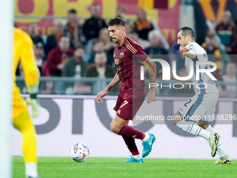 Lorenzo Pellegrini of AS Roma during the Serie A Enilive match between AS Roma and FC Internazionale at Stadio Olimpico on October 20, 2024...