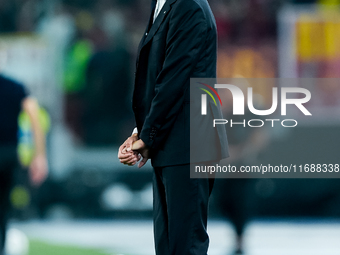 Simone Inzaghi head coach of FC Internazionale yells during the Serie A Enilive match between AS Roma and FC Internazionale at Stadio Olimpi...