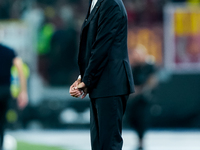 Simone Inzaghi head coach of FC Internazionale yells during the Serie A Enilive match between AS Roma and FC Internazionale at Stadio Olimpi...