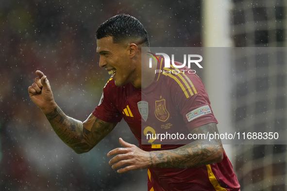 Pedro Porro right-back of Spain and Tottenham Hotspur reacts during the UEFA Nations League 2024/25 League A Group A4 match between Spain an...