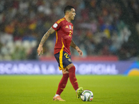 Pedro Porro right-back of Spain and Tottenham Hotspur controls the ball during the UEFA Nations League 2024/25 League A Group A4 match betwe...