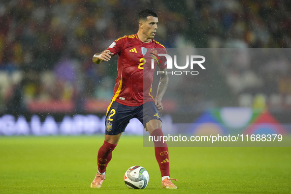 Pedro Porro right-back of Spain and Tottenham Hotspur controls the ball during the UEFA Nations League 2024/25 League A Group A4 match betwe...