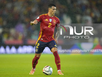 Pedro Porro right-back of Spain and Tottenham Hotspur controls the ball during the UEFA Nations League 2024/25 League A Group A4 match betwe...