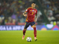 Pedro Porro right-back of Spain and Tottenham Hotspur controls the ball during the UEFA Nations League 2024/25 League A Group A4 match betwe...