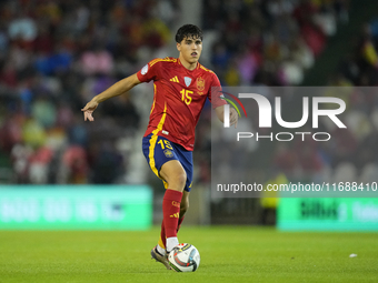 Pau Cubarsi centre-back of Spain and FC Barcelona during the UEFA Nations League 2024/25 League A Group A4 match between Spain and Serbia at...