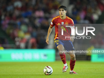 Pau Cubarsi centre-back of Spain and FC Barcelona during the UEFA Nations League 2024/25 League A Group A4 match between Spain and Serbia at...