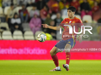 Pau Cubarsi centre-back of Spain and FC Barcelona during the UEFA Nations League 2024/25 League A Group A4 match between Spain and Serbia at...