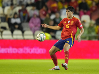 Pau Cubarsi centre-back of Spain and FC Barcelona during the UEFA Nations League 2024/25 League A Group A4 match between Spain and Serbia at...