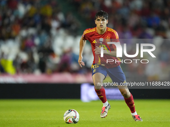 Pau Cubarsi centre-back of Spain and FC Barcelona during the UEFA Nations League 2024/25 League A Group A4 match between Spain and Serbia at...