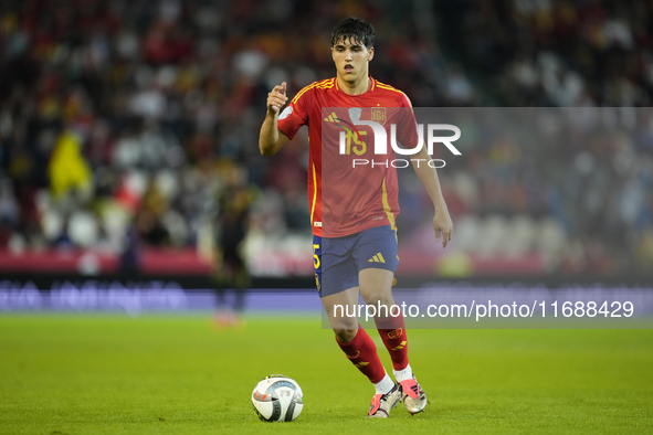 Pau Cubarsi centre-back of Spain and FC Barcelona during the UEFA Nations League 2024/25 League A Group A4 match between Spain and Serbia at...