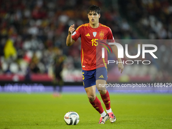 Pau Cubarsi centre-back of Spain and FC Barcelona during the UEFA Nations League 2024/25 League A Group A4 match between Spain and Serbia at...