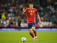 Pau Cubarsi centre-back of Spain and FC Barcelona during the UEFA Nations League 2024/25 League A Group A4 match between Spain and Serbia at...