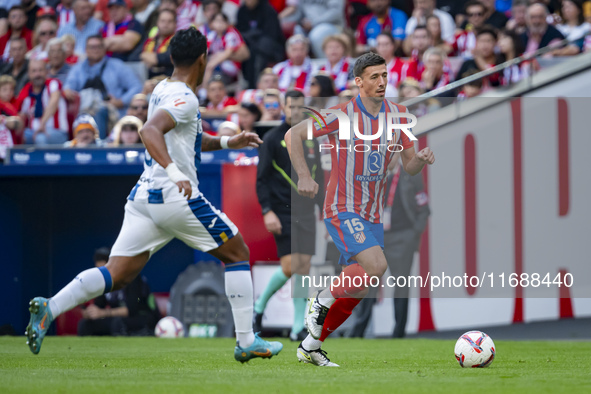 Clement Lenglet of Atletico de Madrid (R) is in action against Renato Tapia of CD Leganes (L) during the La Liga EA Sports 2024/25 football...