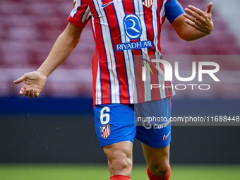 Jorge Resurreccion Merodio (Koke) of Atletico de Madrid is in action with the ball during the La Liga EA Sports 2024/25 football match betwe...