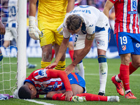 Samuel Lino of Atletico de Madrid is on the ground during the La Liga EA Sports 2024/25 football match between Atletico de Madrid and CD Leg...