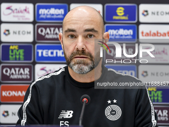 Felix Sanchez Bas, Head Coach of Al Sadd FC, attends a press conference at Jassim Bin Hamad Stadium in Doha, Qatar, on October 20, 2024, ahe...