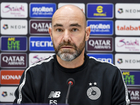 Felix Sanchez Bas, Head Coach of Al Sadd FC, attends a press conference at Jassim Bin Hamad Stadium in Doha, Qatar, on October 20, 2024, ahe...