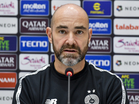 Felix Sanchez Bas, Head Coach of Al Sadd FC, attends a press conference at Jassim Bin Hamad Stadium in Doha, Qatar, on October 20, 2024, ahe...