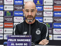 Felix Sanchez Bas, Head Coach of Al Sadd FC, attends a press conference at Jassim Bin Hamad Stadium in Doha, Qatar, on October 20, 2024, ahe...