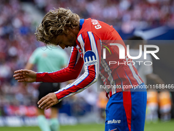 Antoine Griezmann of Atletico de Madrid appears disappointed after missing a goal during the La Liga EA Sports 2024/25 football match betwee...