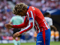 Antoine Griezmann of Atletico de Madrid appears disappointed after missing a goal during the La Liga EA Sports 2024/25 football match betwee...