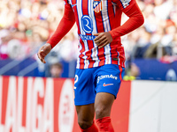 Samuel Lino of Atletico de Madrid is in action with the ball during the La Liga EA Sports 2024/25 football match between Atletico de Madrid...