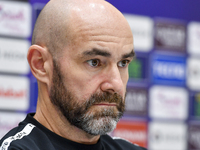 Felix Sanchez Bas, Head Coach of Al Sadd FC, attends a press conference at Jassim Bin Hamad Stadium in Doha, Qatar, on October 20, 2024, ahe...