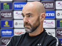 Felix Sanchez Bas, Head Coach of Al Sadd FC, attends a press conference at Jassim Bin Hamad Stadium in Doha, Qatar, on October 20, 2024, ahe...