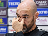 Felix Sanchez Bas, Head Coach of Al Sadd FC, attends a press conference at Jassim Bin Hamad Stadium in Doha, Qatar, on October 20, 2024, ahe...