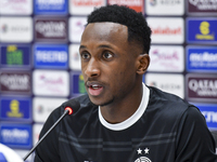 Al Sadd FC player Meshal Barsham attends a press conference at Jassim Bin Hamad Stadium in Doha, Qatar, on October 20, 2024, ahead of the AF...