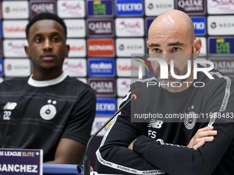 Felix Sanchez Bas, Head Coach of Al Sadd FC, attends a press conference at Jassim Bin Hamad Stadium in Doha, Qatar, on October 20, 2024, ahe...