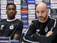 Felix Sanchez Bas, Head Coach of Al Sadd FC, attends a press conference at Jassim Bin Hamad Stadium in Doha, Qatar, on October 20, 2024, ahe...