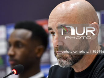 Felix Sanchez Bas, Head Coach of Al Sadd FC, attends a press conference at Jassim Bin Hamad Stadium in Doha, Qatar, on October 20, 2024, ahe...