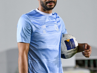 Boualem Khoukhi of Al Sadd FC looks on before the training session at Jassim Bin Hamad Stadium in Doha, Qatar, on October 20, 2024, ahead of...