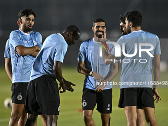 Players of Al Sadd SC attend a training session at Jassim Bin Hamad Stadium in Doha, Qatar, on October 20, 2024, ahead of the AFC Champions...