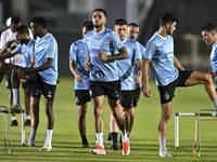 Players of Al Sadd SC attend a training session at Jassim Bin Hamad Stadium in Doha, Qatar, on October 20, 2024, ahead of the AFC Champions...