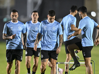 Players of Al Sadd SC attend a training session at Jassim Bin Hamad Stadium in Doha, Qatar, on October 20, 2024, ahead of the AFC Champions...