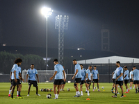 Players of Al Sadd SC attend a training session at Jassim Bin Hamad Stadium in Doha, Qatar, on October 20, 2024, ahead of the AFC Champions...