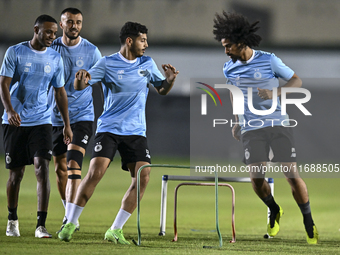 Players of Al Sadd SC attend a training session at Jassim Bin Hamad Stadium in Doha, Qatar, on October 20, 2024, ahead of the AFC Champions...